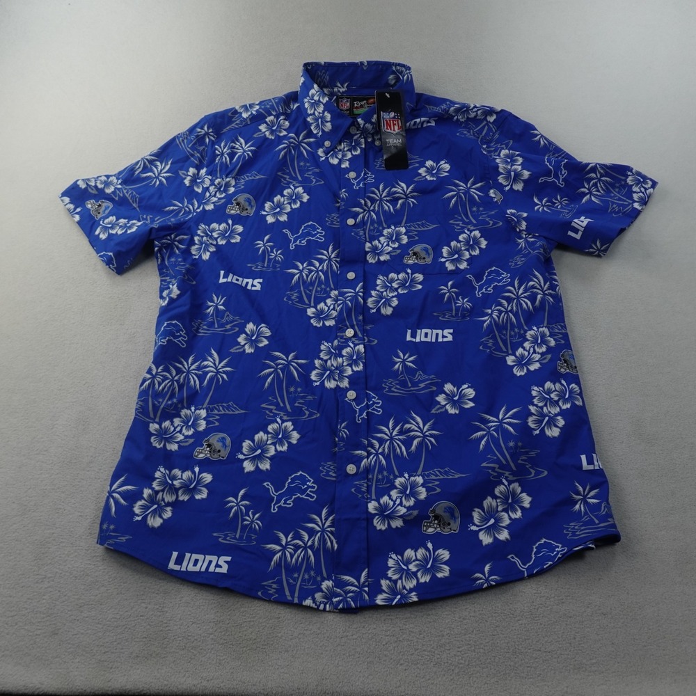 Reyn Spooner Detroit Lions Kekai Performance Aloha Shirt Mens L NFL NWT